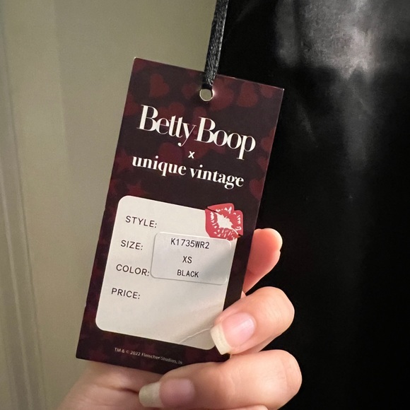 Betty Boop x Unique Vintage Black Satin Jumpsuit - Picture 3 of 4